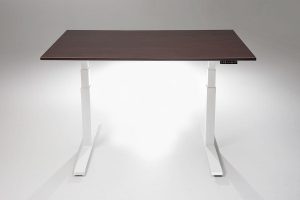Mod E Pro Height Adjustable Standing Desk White Base Espresso Table Top