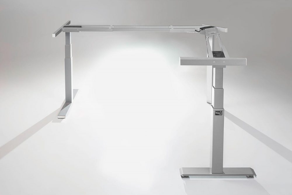 Mod E Pro L Shaped Standing Desk Frame Silver R Height Adjustable Standing Desk Base MultiTable