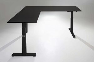 Mod E Pro L Shaped Standing Desk Frame White Height Adjustable Standing Desk Base L Black Top MultiTable
