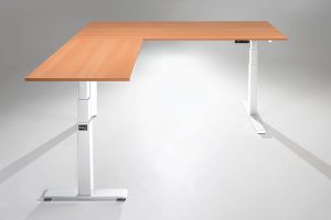 Mod E Pro L Shaped Standing Desk Frame White Height Adjustable Standing Desk Base L Natural Pear Top MultiTabl Phoenix