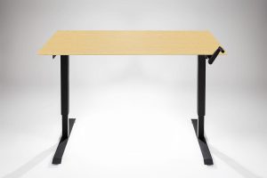 Hand Crank Standing Desk Black Frame Hardrock Maple Desk Top MultiTable