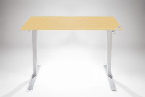 Hand Crank Standing Desk Silver Frame Hardrock Maple Desk Top MultiTable