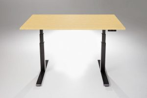 Mod E Pro Height Adjustable Standing Desk Black Base Hardrock Maple Table Top MultiTable