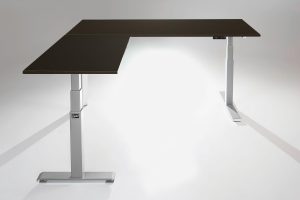 Mod E Pro L Shaped Standing Desk Frame Silver L Libretti Table Top Ergonomic Furniture MultiTable