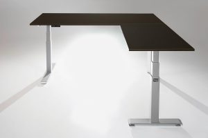 Mod E Pro L Shaped Standing Desk Frame Silver R Libretti Table Top Ergonomic Furniture MultiTable