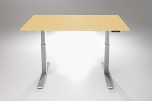Mod E2 Height Adjustable Standing Desk Silver Base Hardrock Maple Table Top MultiTable