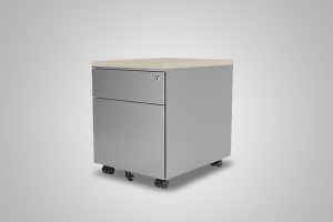 2 Drawer Mobile Pedestal Silver With Beige Cushion Top MultiTable Office Furniture Supplier Phoenix Arizona Since 2010