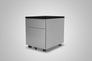 2 Drawer Mobile Pedestal Silver With Black Cushion Top MultiTable Office Furniture Supplier Phoenix Arizona Since 2010