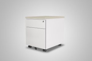 2 Drawer Mobile Pedestal White With Beige Cushion Top MultiTable Office Furniture Supplier Phoenix Arizona Since 2010