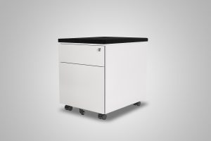 2 Drawer Mobile Pedestal White With Black Cushion Top MultiTable Office Furniture Supplier Phoenix Arizona Since 2010