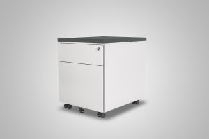 2 Drawer Mobile Pedestal White With Gunmetal Cushion Top MultiTable Office Furniture Supplier Phoenix Arizona Since 2010