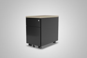 2 Drawer Slim Mobile Pedestal Black With Beige Cushion Top MultiTable Office Furniture Supplier Phoenix Arizona Since 2010