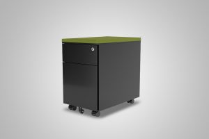 2 Drawer Slim Mobile Pedestal Black With Pear Green Cushion Top MultiTable Office Furniture Supplier Phoenix Arizona Since 2010