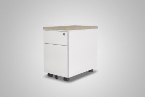 2 Drawer Slim Mobile Pedestal White With Beige Cushion Top MultiTable Office Furniture Supplier Phoenix Arizona Since 2010