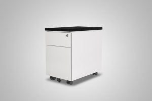 2 Drawer Slim Mobile Pedestal White With Black Cushion Top MultiTable Office Furniture Supplier Phoenix Arizona Since 2010