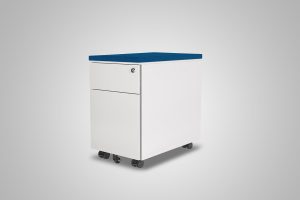 2 Drawer Slim Mobile Pedestal White With Cobalt Blue Cushion Top MultiTable Office Furniture Supplier Phoenix Arizona Since 2010