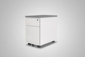 2 Drawer Slim Mobile Pedestal White With Iced Grey Cushion Top MultiTable Office Furniture Supplier Phoenix Arizona Since 2010