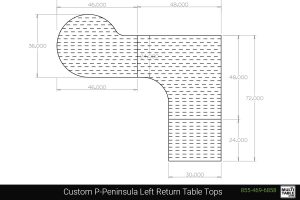 Custom P Peninsula Left Return Table Tops Shapes MultiTable Office Furniture Manufacturing Phoenix Arizona Since 2010