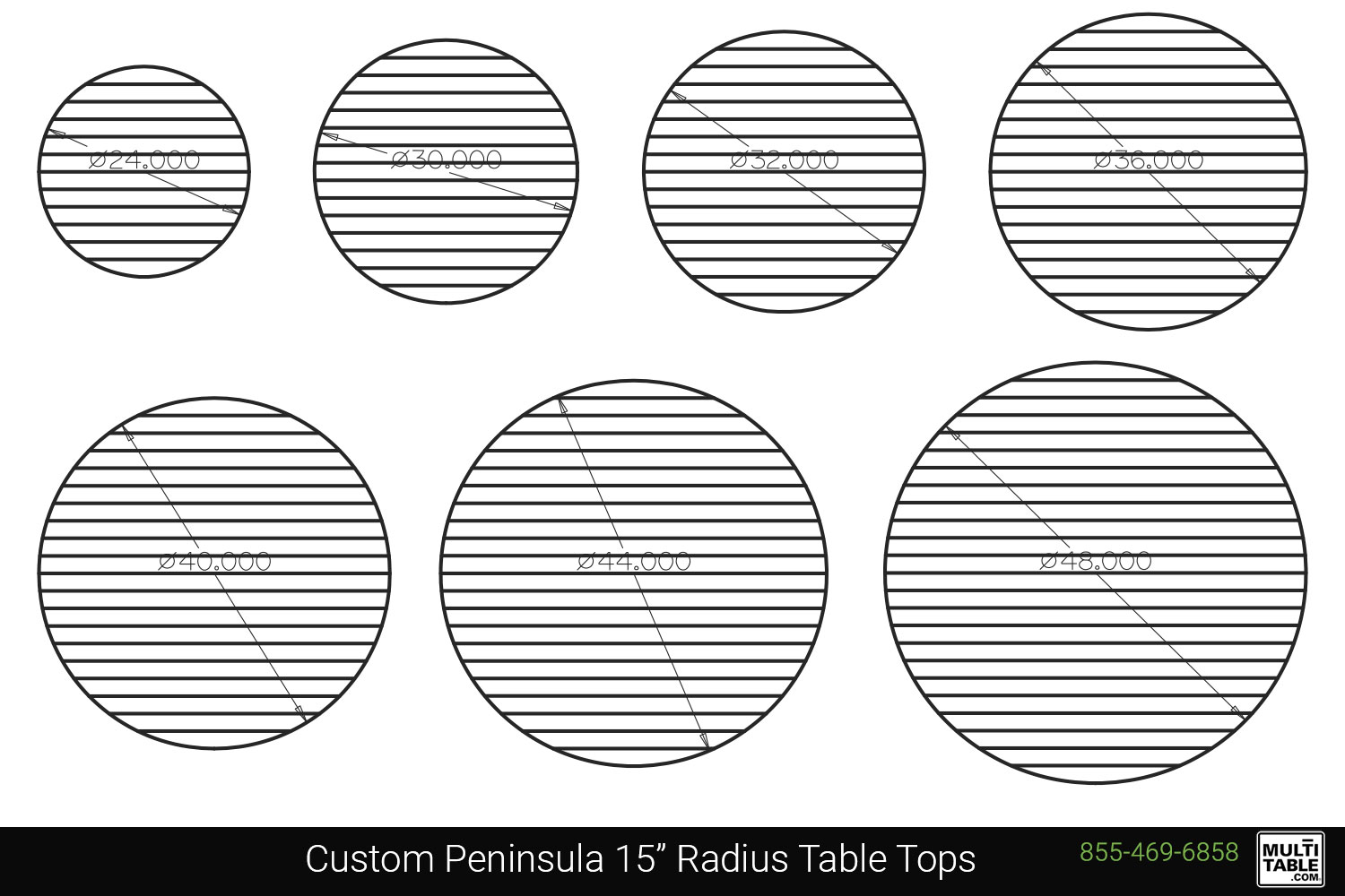 Custom Round Table Tops Shapes MultiTable Office Furniture Manufacturing Phoenix Arizona Since 2010