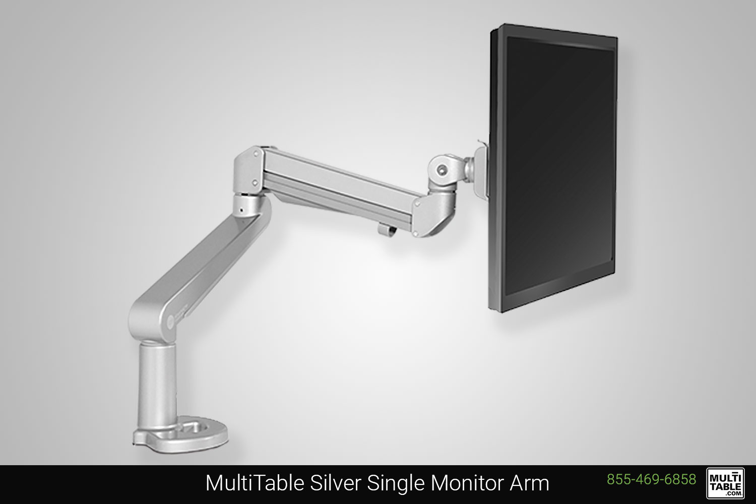 Custom Standing Desk Silver Single Monitor Arm Ergonomic Accessories MultiTable Office Furniture Manufacturing Phoenix Arizona Since 2010