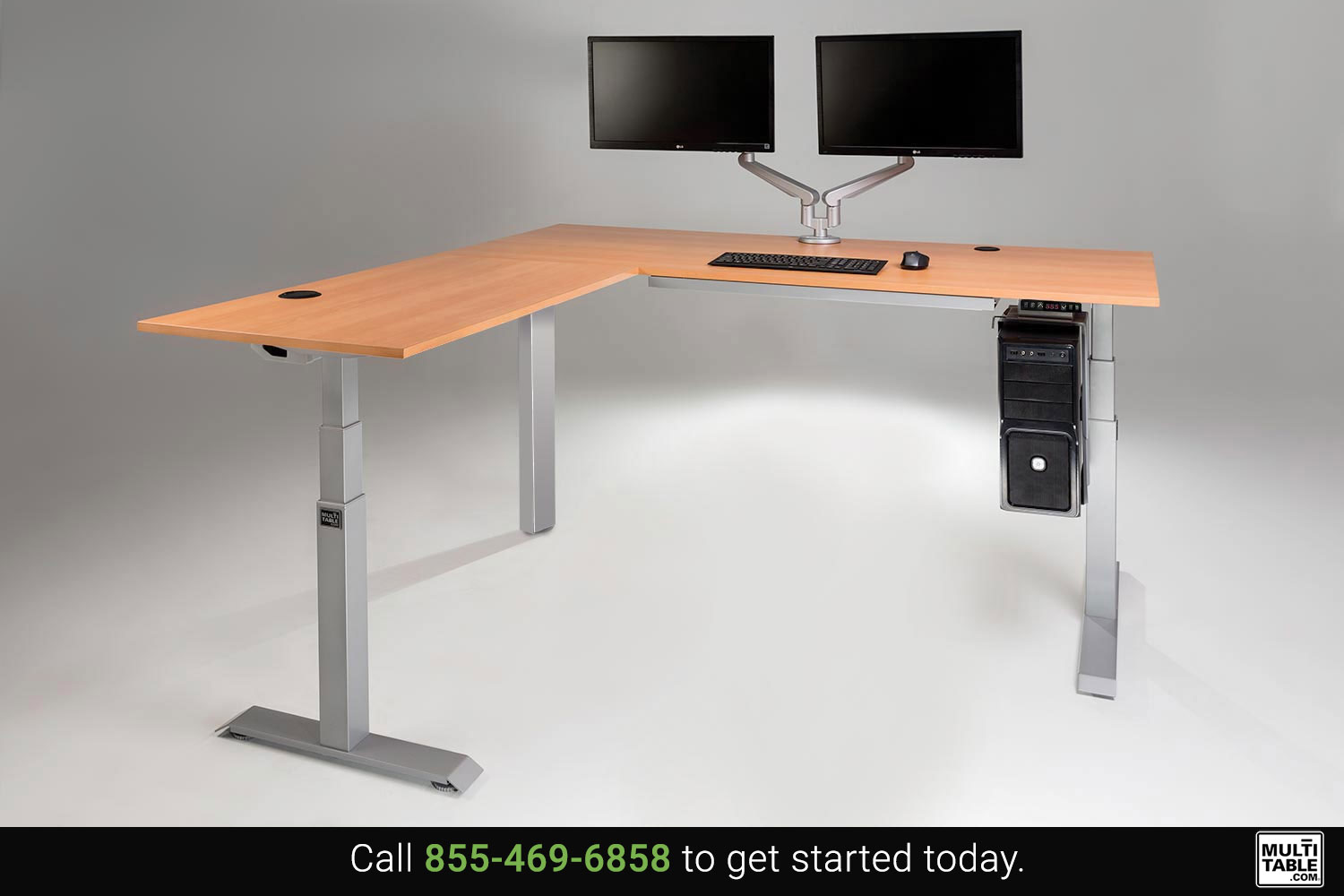 Mod E Pro Electric L Shaped Height Adjustable Desk Custom Design Options MultiTable Office Furniture Manufacturing Phoenix Arizona Since 2010