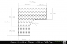 Custom Symetrical L Shaped Left Return Table Tops Shapes MultiTable Office Furniture Manufacturing Phoenix Arizona Since 2010